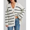 imageLILLUSORY Women Oversized Cardigan Sweater 2025 Fall Outfits Cloth Fashion V Neck Knit Button Front Casual Trendy TopsS White