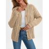 imageLILLUSORY Womens Cardigan Sweaters Cable Knit Crochet Cotton Fall Jackets Button Up Chunky Trendy OutfitsApricot