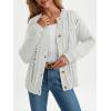 imageLILLUSORY Womens Cardigan Sweaters Cable Knit Crochet Cotton Fall Jackets Button Up Chunky Trendy OutfitsWhite
