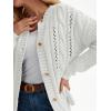 imageLILLUSORY Womens Cardigan Sweaters Cable Knit Crochet Cotton Fall Jackets Button Up Chunky Trendy OutfitsWhite
