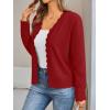 imageLILLUSORY Womens Cardigan Sweaters Long Sleeve Casual Lightweight Button Down VNeck Fall Clothes 2025Red