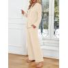 imageLILLUSORY Womens Cotton Pajamas Sets Long Sleeve Lounge Warm Sleepwear 2 pieces Fall Clothes With PocketsBeige
