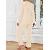 imageLILLUSORY Womens Cotton Pajamas Sets Long Sleeve Lounge Warm Sleepwear 2 pieces Fall Clothes With PocketsBeige