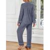 imageLILLUSORY Womens Cotton Pajamas Sets Long Sleeve Lounge Warm Sleepwear 2 pieces Fall Clothes With PocketsBlue
