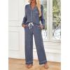 imageLILLUSORY Womens Cotton Pajamas Sets Long Sleeve Lounge Warm Sleepwear 2 pieces Fall Clothes With PocketsBlue
