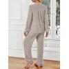 imageLILLUSORY Womens Cotton Pajamas Sets Long Sleeve Lounge Warm Sleepwear 2 pieces Fall Clothes With PocketsBrown