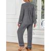 imageLILLUSORY Womens Cotton Pajamas Sets Long Sleeve Lounge Warm Sleepwear 2 pieces Fall Clothes With PocketsDark Grey