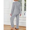 imageLILLUSORY Womens Cotton Pajamas Sets Long Sleeve Lounge Warm Sleepwear 2 pieces Fall Clothes With PocketsLight Grey