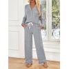 imageLILLUSORY Womens Cotton Pajamas Sets Long Sleeve Lounge Warm Sleepwear 2 pieces Fall Clothes With PocketsLight Grey