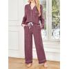 imageLILLUSORY Womens Cotton Pajamas Sets Long Sleeve Lounge Warm Sleepwear 2 pieces Fall Clothes With PocketsRed
