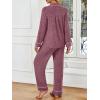 imageLILLUSORY Womens Cotton Pajamas Sets Long Sleeve Lounge Warm Sleepwear 2 pieces Fall Clothes With PocketsRed