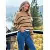 imageLILLUSORY Womens Cropped Striped Sweater Casual Pullover Ribbed Knit Cute Crewneck SweatersKhaki