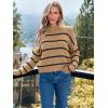 imageLILLUSORY Womens Cropped Striped Sweater Casual Pullover Ribbed Knit Cute Crewneck SweatersKhaki