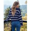 imageLILLUSORY Womens Cropped Striped Sweater Casual Pullover Ribbed Knit Cute Crewneck SweatersNavy Blue