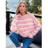 imageLILLUSORY Womens Cropped Striped Sweater Casual Pullover Ribbed Knit Cute Crewneck SweatersPink