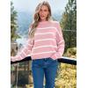 imageLILLUSORY Womens Cropped Striped Sweater Casual Pullover Ribbed Knit Cute Crewneck SweatersPink