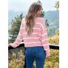 imageLILLUSORY Womens Cropped Striped Sweater Casual Pullover Ribbed Knit Cute Crewneck SweatersPink