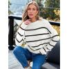 imageLILLUSORY Womens Cropped Striped Sweater Casual Pullover Ribbed Knit Cute Crewneck SweatersWhiteblack