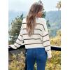 imageLILLUSORY Womens Cropped Striped Sweater Casual Pullover Ribbed Knit Cute Crewneck SweatersWhitebrown