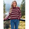 imageLILLUSORY Womens Cropped Striped Sweater Casual Pullover Ribbed Knit Cute Crewneck SweatersWine Red