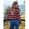 imageLILLUSORY Womens Cropped Striped Sweater Casual Pullover Ribbed Knit Cute Crewneck SweatersWine Red