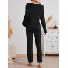 imageLILLUSORY Womens Fall Pajamas 2 Piece Lounge Sets Cotton Two Piece Casual Pjs Set Sleep Loungewear Winter Outfits 2025Black