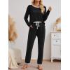 imageLILLUSORY Womens Fall Pajamas 2 Piece Lounge Sets Cotton Two Piece Casual Pjs Set Sleep Loungewear Winter Outfits 2025Black