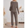 imageLILLUSORY Womens Fall Pajamas 2 Piece Lounge Sets Cotton Two Piece Casual Pjs Set Sleep Loungewear Winter Outfits 2025Coffeegrey