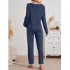 imageLILLUSORY Womens Fall Pajamas 2 Piece Lounge Sets Cotton Two Piece Casual Pjs Set Sleep Loungewear Winter Outfits 2025Navy