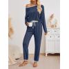 imageLILLUSORY Womens Fall Pajamas 2 Piece Lounge Sets Cotton Two Piece Casual Pjs Set Sleep Loungewear Winter Outfits 2025Navy