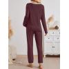 imageLILLUSORY Womens Fall Pajamas 2 Piece Lounge Sets Cotton Two Piece Casual Pjs Set Sleep Loungewear Winter Outfits 2025Winered
