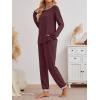 imageLILLUSORY Womens Fall Pajamas 2 Piece Lounge Sets Cotton Two Piece Casual Pjs Set Sleep Loungewear Winter Outfits 2025Winered