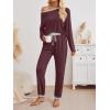 imageLILLUSORY Womens Fall Pajamas 2 Piece Lounge Sets Cotton Two Piece Casual Pjs Set Sleep Loungewear Winter Outfits 2025Winered