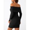 imageLILLUSORY Womens Folded Neck Off The Shoulder Long Sleeve Mini Going Out Bodycon Pullover Sweater Dress 2025Black
