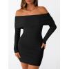 imageLILLUSORY Womens Folded Neck Off The Shoulder Long Sleeve Mini Going Out Bodycon Pullover Sweater Dress 2025Black