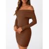 imageLILLUSORY Womens Folded Neck Off The Shoulder Long Sleeve Mini Going Out Bodycon Pullover Sweater Dress 2025Caramel