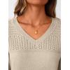 imageLILLUSORY Womens HollowedOut V Neck Sweater Business Casual Pullover TopsAlmond