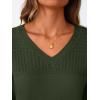 imageLILLUSORY Womens HollowedOut V Neck Sweater Business Casual Pullover TopsArmy Green