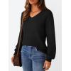 imageLILLUSORY Womens HollowedOut V Neck Sweater Business Casual Pullover TopsBlack