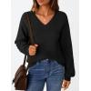imageLILLUSORY Womens HollowedOut V Neck Sweater Business Casual Pullover TopsBlack