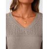 imageLILLUSORY Womens HollowedOut V Neck Sweater Business Casual Pullover TopsHeather Tan