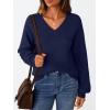 imageLILLUSORY Womens HollowedOut V Neck Sweater Business Casual Pullover TopsNavy
