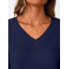 imageLILLUSORY Womens HollowedOut V Neck Sweater Business Casual Pullover TopsNavy