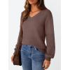 imageLILLUSORY Womens HollowedOut V Neck Sweater Business Casual Pullover TopsNutmeg