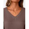 imageLILLUSORY Womens HollowedOut V Neck Sweater Business Casual Pullover TopsNutmeg