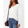 imageLILLUSORY Womens HollowedOut V Neck Sweater Business Casual Pullover TopsWhite