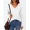 imageLILLUSORY Womens HollowedOut V Neck Sweater Business Casual Pullover TopsWhite