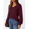 imageLILLUSORY Womens HollowedOut V Neck Sweater Business Casual Pullover TopsWine