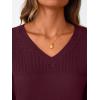 imageLILLUSORY Womens HollowedOut V Neck Sweater Business Casual Pullover TopsWine