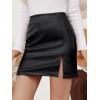 imageLILLUSORY Womens Leather Mini Fall Skirt with SlitBlack